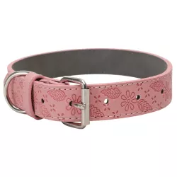 Obroża dla psa skórzana PU z tłoczonym wzorem liści rozmiar XL 3x60cm - 8719138143658