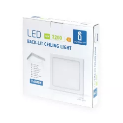 Plafon LED natynkowy kwadratowy 18W 6500K zimna, 22,6×22,6 cm - 8433325210441