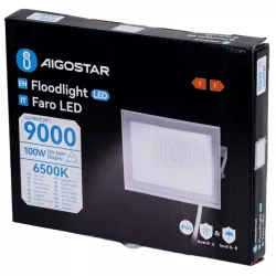 Halogen led 100W barwa zimna 6500K 9000lm w białej obudowie IP65 - 8433325001124