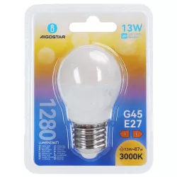 Żarówka LED kulka G45 gwint E27 moc 13W ciepła 3000K jasność 1280lm - 8433325350666