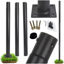 SŁUP OŚWIETLENIOWY MASZT DO LAMP 3M ULICZNYCH LATARNI 76mm OKRĄGŁY CZARNY-5904703028413