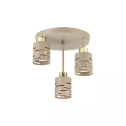 Kinkiet E27 LED Elen x3 beż+złoty okrągły-5904703030188