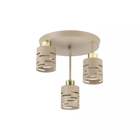 Kinkiet E27 LED Elen x3 beż+złoty okrągły-5904703030188