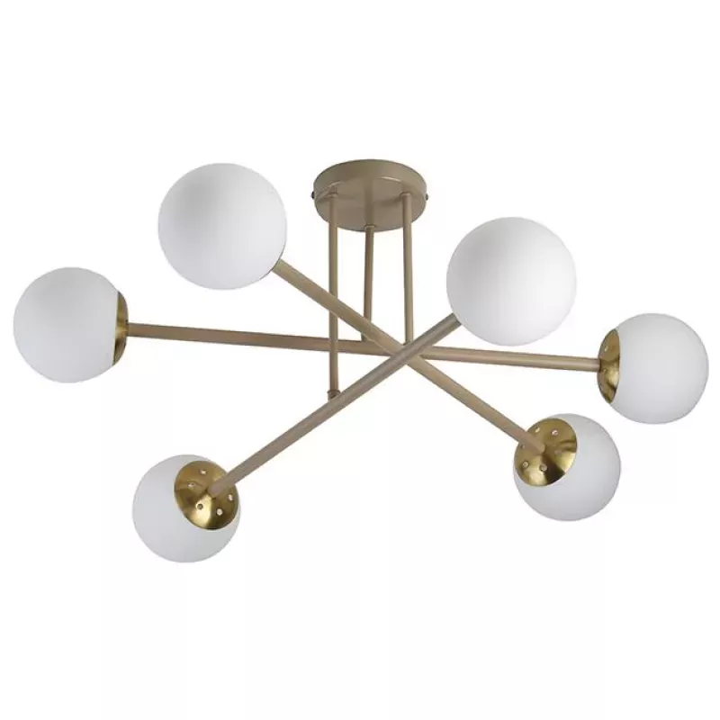 Żyrandol LED E27 Bali-12 74cm x6 beż+złoty-5904703030058