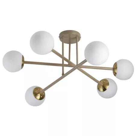 Żyrandol LED E27 Bali-12 74cm x6 beż+złoty-5904703030058