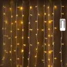 Biała kurtyna sople 3x3m LED 300 ciepłych lampek z pilotem na 5V z USB - 8433325385569