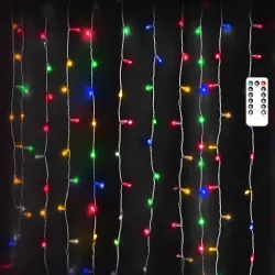 Kolorowa kurtyna sople 3x3m led RGBY serowarnie z pilota zasilane USB - 8433325385576