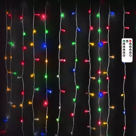 Kolorowa kurtyna sople 3x3m led RGBY serowarnie z pilota zasilane USB - 8433325385576