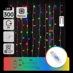 Kolorowa kurtyna sople 3x3m led RGBY serowarnie z pilota zasilane USB - 8433325385576