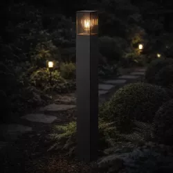 Lampa ogrodowa stojąca słupek zewnętrzny E27 80cm kwadratowa czarna-5904703008873
