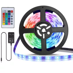 Taśma led 90 kolorowych diod RGB 3m 24W zestaw z pilotem 24 key - 8433325210625