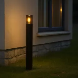 Lampa ogrodowa stojąca słupek zewnętrzny E27 80cm okrągła czarna-5904703008880