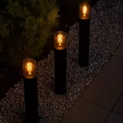 Lampa ogrodowa stojąca słupek zewnętrzny E27 80cm okrągła czarna-5904703008880