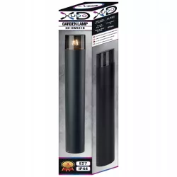 Lampa ogrodowa stojąca słupek zewnętrzny E27 80cm okrągła czarna-5904703008880