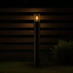 Lampa ogrodowa stojąca słupek zewnętrzny E27 80cm okrągła czarna-5904703008880