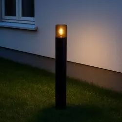 Lampa ogrodowa stojąca słupek zewnętrzny E27 80cm okrągła czarna-5904703008880