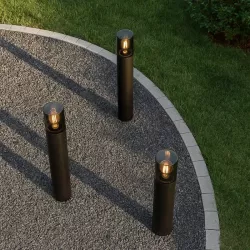 Lampa ogrodowa stojąca słupek zewnętrzny E27 80cm okrągła czarna-5904703008880
