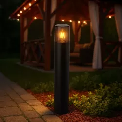 Lampa ogrodowa stojąca słupek zewnętrzny E27 80cm okrągła czarna-5904703008880