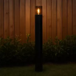 Lampa ogrodowa stojąca słupek zewnętrzny E27 80cm okrągła czarna-5904703008880