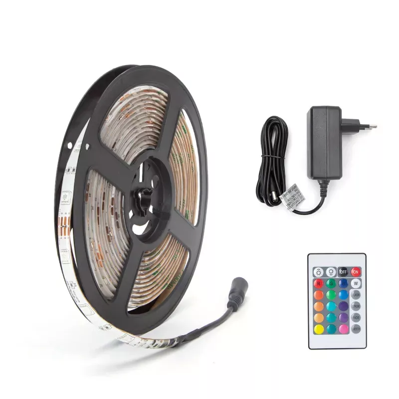 Taśma led 150 kolorowych diod RGB 5m 24W zestaw z pilotem 24 key - 8433325210632