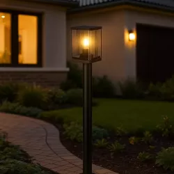 Lampa ogrodowa stojąca słupek zewnętrzny E27 50cm czarna-5904703009993