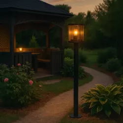 Lampa ogrodowa stojąca słupek zewnętrzny E27 50cm czarna-5904703009993