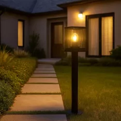 Lampa ogrodowa stojąca słupek zewnętrzny E27 50cm czarna-5904703009993