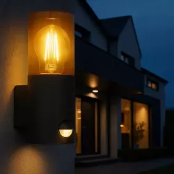 Kinkiet zewnętrzny lampa ogrodowa CZUJNIK RUCHU elewacyjna ścienna E27 LED-5904703009085