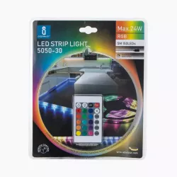 Taśma led 150 kolorowych diod RGB 5m 24W zestaw z pilotem 24 key - 8433325210632