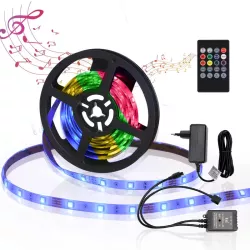 Taśma led RGB z kontrolerem muzyki 5m 24W zestaw z pilotem 24 key - 8433325210649