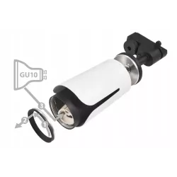 Reflektor GU10 na szynę 1-faza, kolor biały + czarny, XUDO, XD-IK252W-5904703011583
