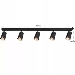 Kinkiet sufitowy 5x GU10 lampa oprawa spot reflektor czarny + złoty XUDO-5904703011699