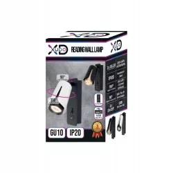 KINKIET do czytania ścienny lampa oprawa GU10 BIAŁY + czarny XUDO-5904703011743