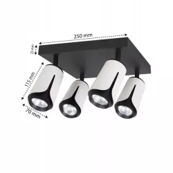 Kinkiet sufitowy 4x GU10 lampa oprawa spot reflektor biały + czarny XUDO-5904703011729
