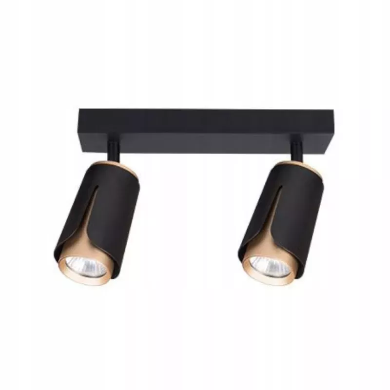 REFLEKTORY DWA RUCHOME LED GU10 KINKIET CZARNO ZŁOTY-5904703011637