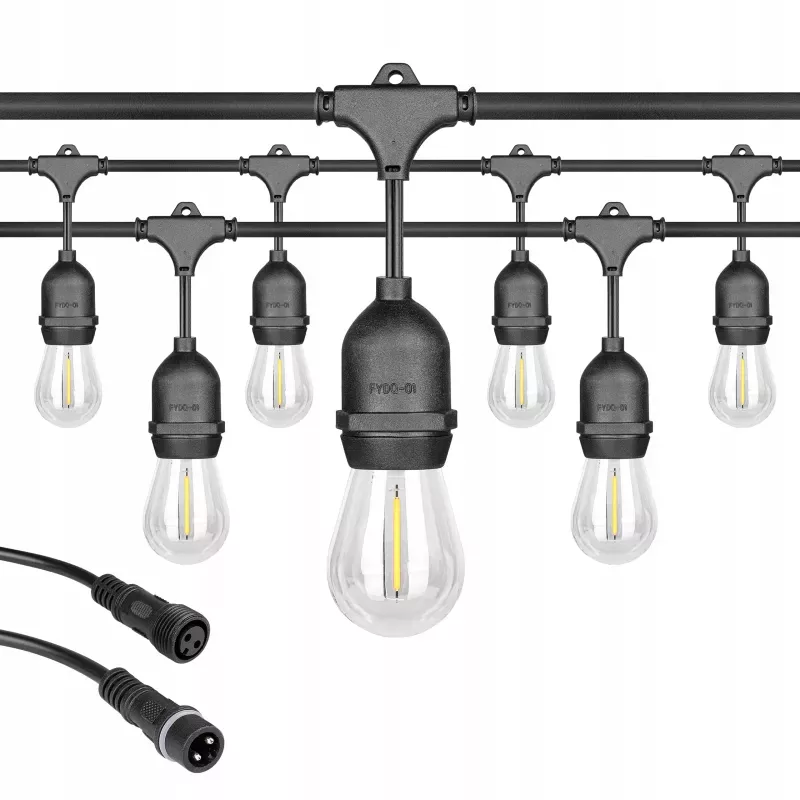 Girlanda Ogrodowa Świetlna 20M 20X Żarówka LED E27 Przewód Wodoszczelna-5904703014515