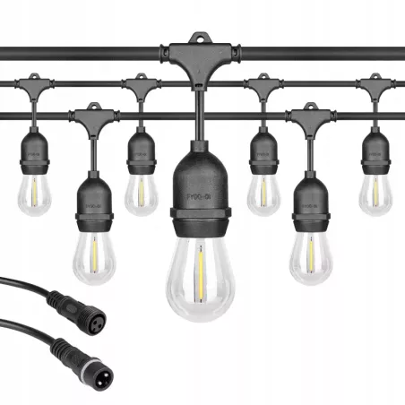 Girlanda Ogrodowa Świetlna 20M 20X Żarówka LED E27 Przewód Wodoszczelna-5904703014515
