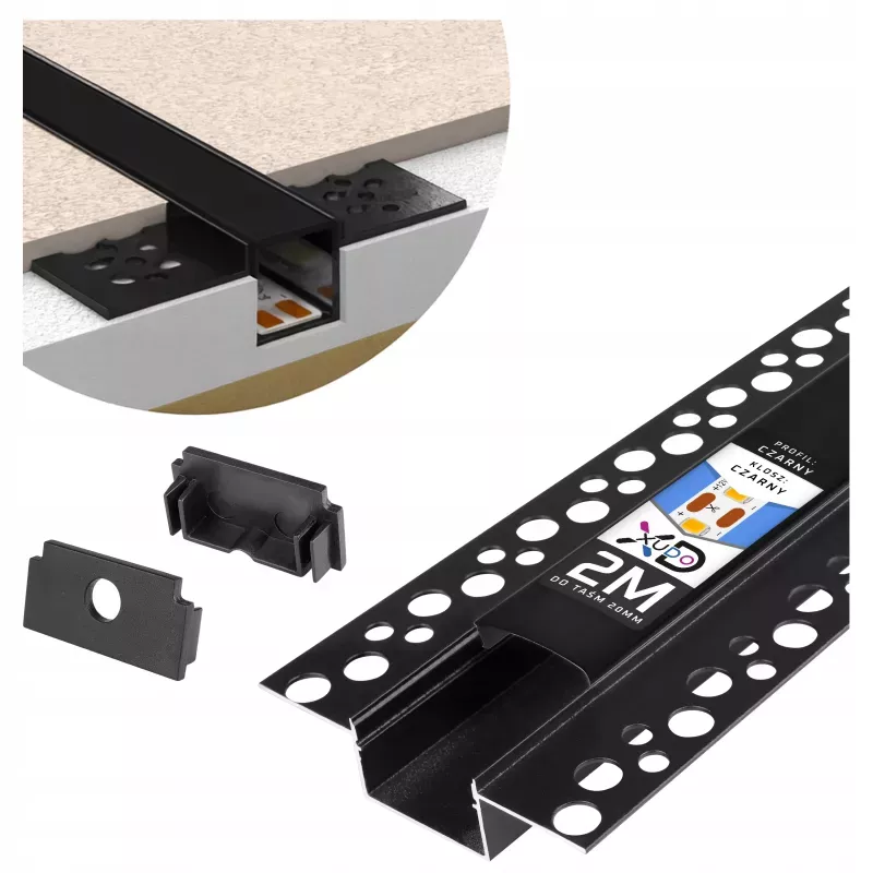 Profil Aluminiowy LED 2m Do Płyt GK Gipsowych 20mm Wpuszczany Regips klosz-5904703014539