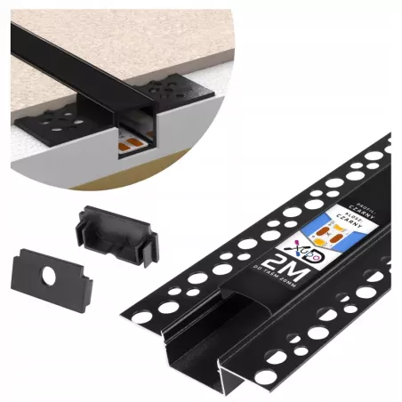 Profil Aluminiowy LED 2m Do Płyt GK Gipsowych 20mm Wpuszczany Regips klosz-5904703014539