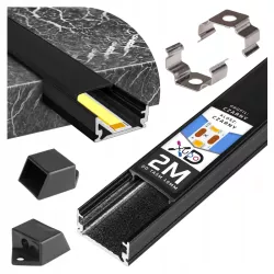 Profil Aluminiowy LED 2m nawierzchniowy SLIM Do Taśmy z Kloszem zaślepka-5904703014591