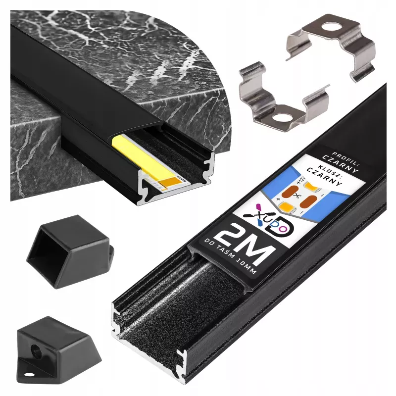 Profil Aluminiowy LED 2m nawierzchniowy SLIM Do Taśmy z Kloszem zaślepka-5904703014591
