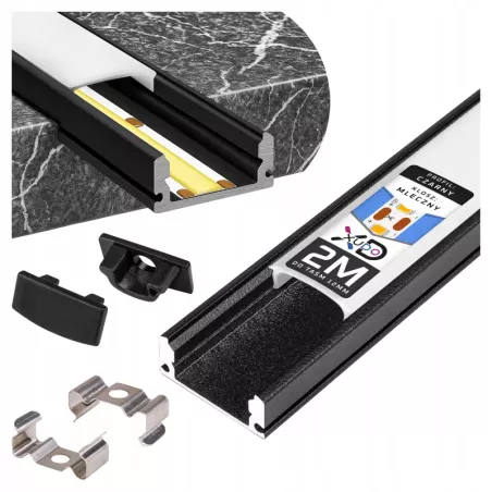 Profil Aluminiowy LED 2m nawierzchniowy SLIM Do Taśmy z Kloszem zaślepka-5904703014621