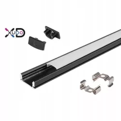 XD-FF400BM Profil do taśmy LED nawierzchniowy SLIM 2m czarny klosz mleczny-5904703014638