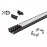 XD-FF400BM Profil do taśmy LED nawierzchniowy SLIM 2m czarny klosz mleczny-5904703014638
