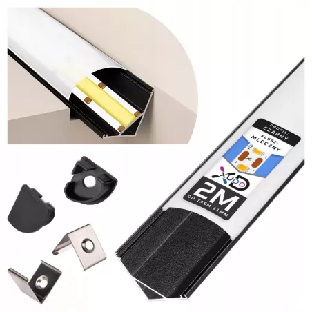 Profil LED aluminiowy narożny do TAŚMY Z KLOSZEM 2m kątowy czarny-5904703014669