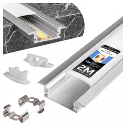 Profil Aluminiowy LED 2m wpuszczany Do Taśmy z Kloszem zaślepka uchwyt-5908263382459