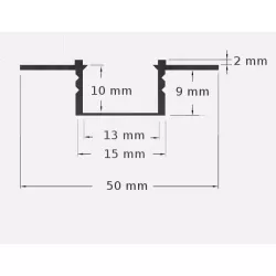 Profil LED PCV 50x12 Wpuszczany GK biały 1m Transp-5908263381537