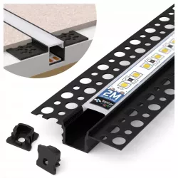 PROFIL LED aluminiowy WPUSZCZANY 12mm do GK płytek kafli glazur 2m + klosz-5904703003526