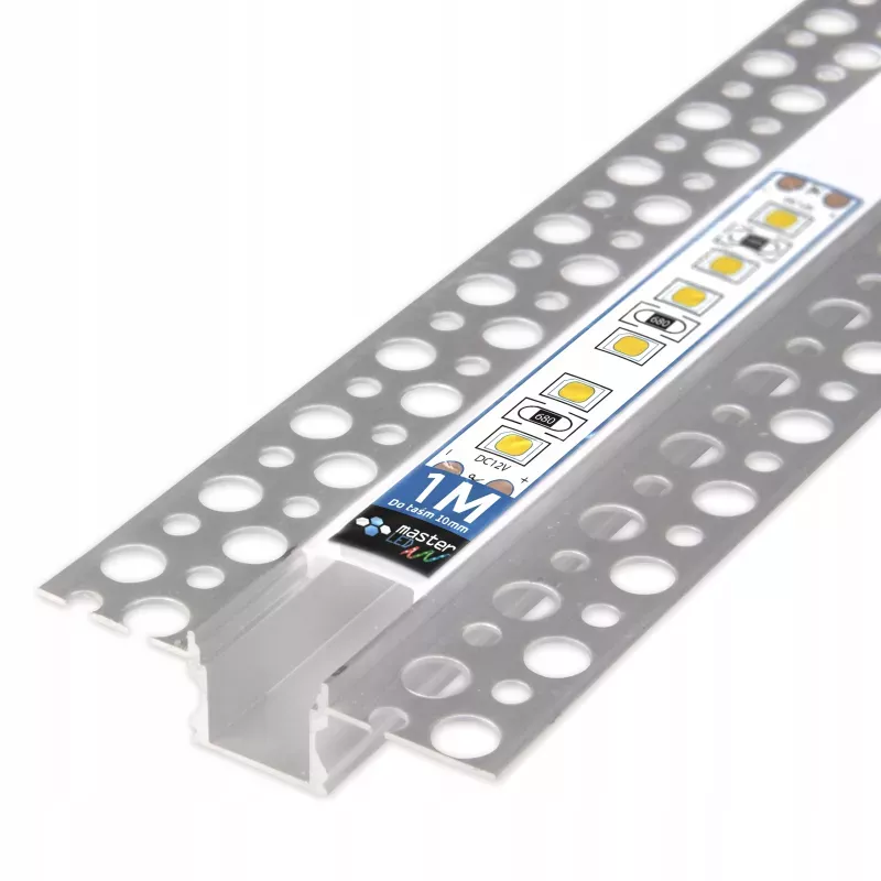 PROFIL LED aluminiowy 10mm do GK karton gips płytek kafli glazur 2m + klosz-5904703015451