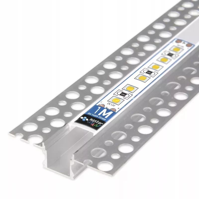 PROFIL LED aluminiowy WPUSZCZANY 10mm do GK płytek kafli glazur 1m + klosz-5904703016090